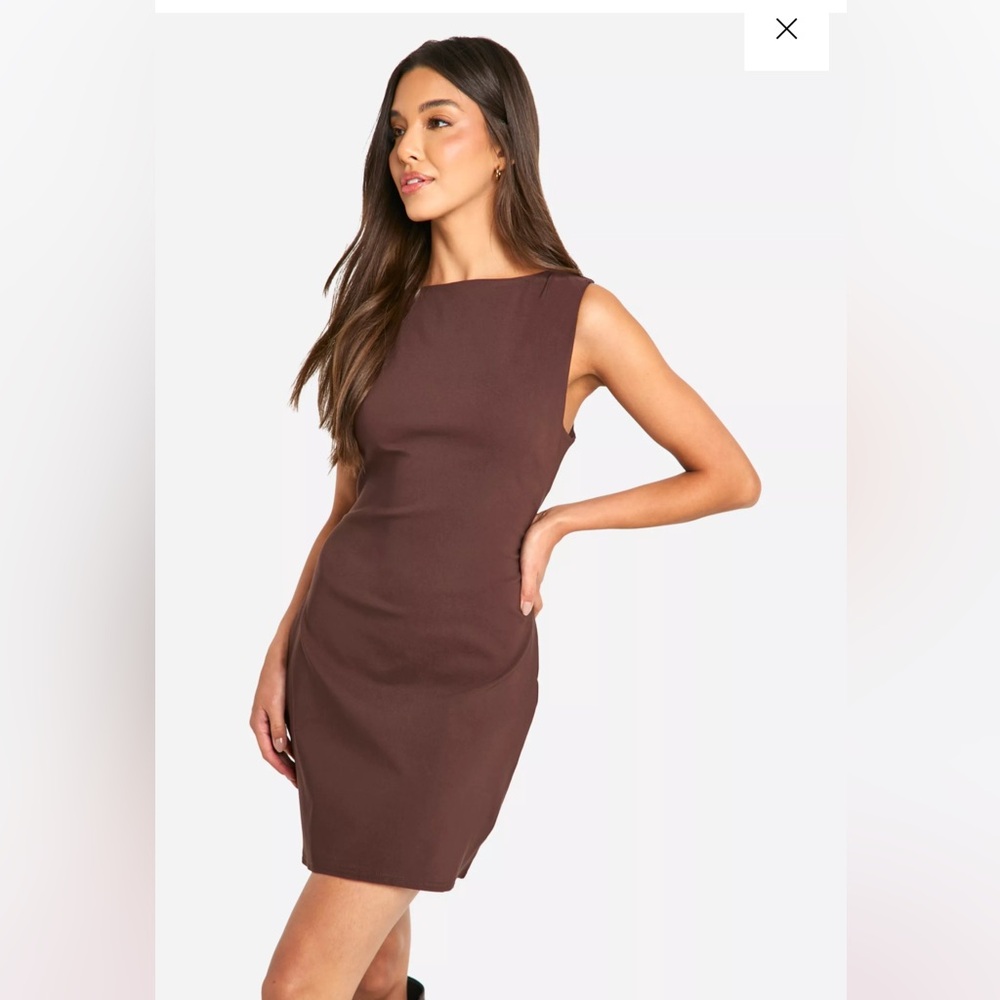 Boohoo brown mini dress